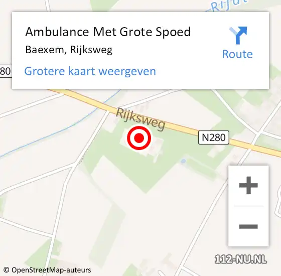 Locatie op kaart van de 112 melding: Ambulance Met Grote Spoed Naar Baexem, Rijksweg op 27 oktober 2016 10:41