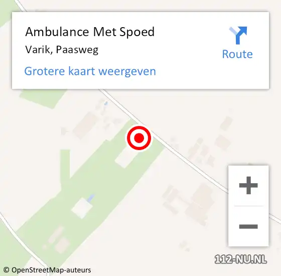 Locatie op kaart van de 112 melding: Ambulance Met Spoed Naar Varik, Paasweg op 27 oktober 2016 10:44