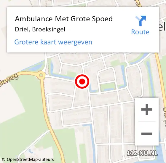 Locatie op kaart van de 112 melding: Ambulance Met Grote Spoed Naar Driel, Broeksingel op 27 oktober 2016 11:52