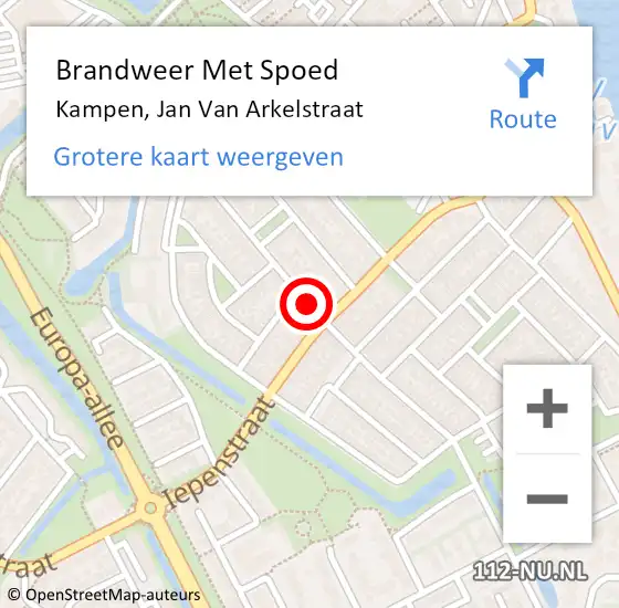 Locatie op kaart van de 112 melding: Brandweer Met Spoed Naar Kampen, Jan Van Arkelstraat op 31 december 2013 14:48