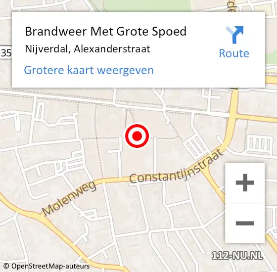 Locatie op kaart van de 112 melding: Brandweer Met Grote Spoed Naar Nijverdal, Alexanderstraat op 27 oktober 2016 12:03