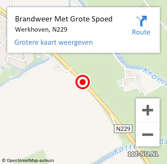 Locatie op kaart van de 112 melding: Brandweer Met Grote Spoed Naar Werkhoven, N229 op 27 oktober 2016 12:19