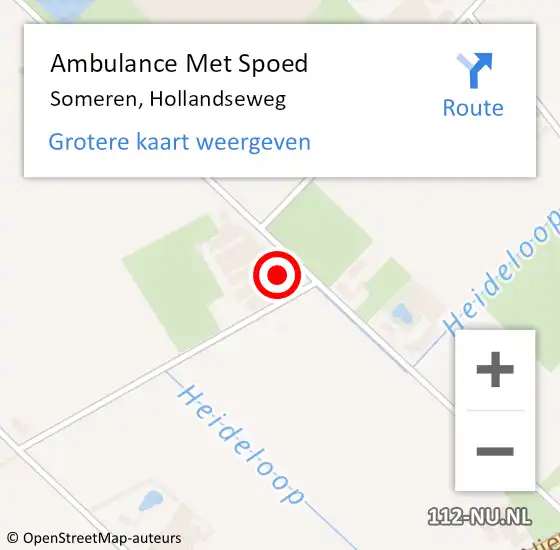 Locatie op kaart van de 112 melding: Ambulance Met Spoed Naar Someren, Hollandseweg op 27 oktober 2016 13:08