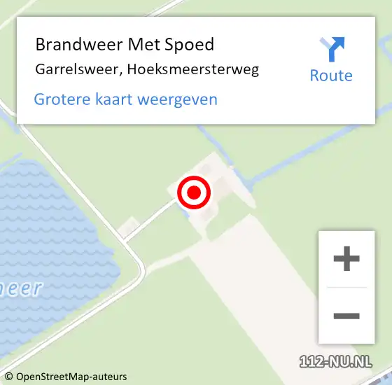 Locatie op kaart van de 112 melding: Brandweer Met Spoed Naar Garrelsweer, Hoeksmeersterweg op 27 oktober 2016 14:35