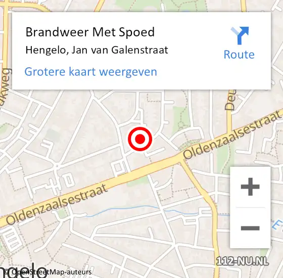 Locatie op kaart van de 112 melding: Brandweer Met Spoed Naar Hengelo, Jan van Galenstraat op 27 oktober 2016 14:38