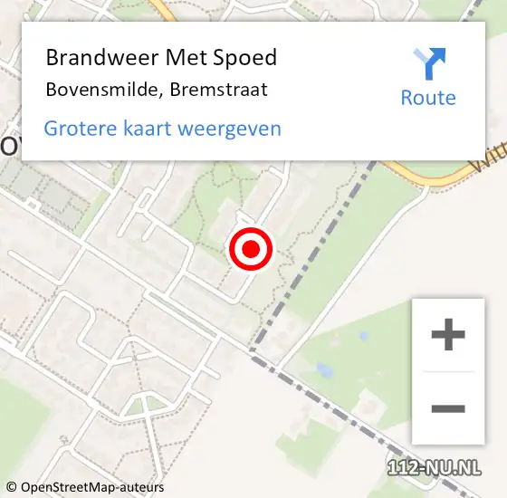 Locatie op kaart van de 112 melding: Brandweer Met Spoed Naar Bovensmilde, Bremstraat op 31 december 2013 14:59