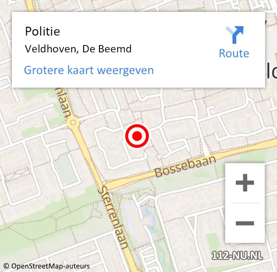 Locatie op kaart van de 112 melding: Politie Veldhoven, De Beemd op 27 oktober 2016 15:03