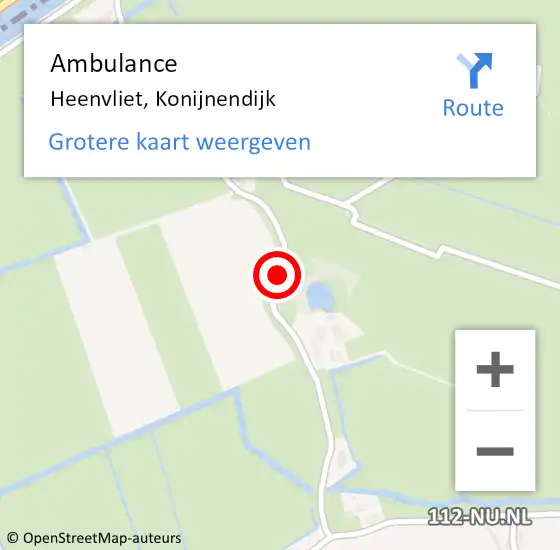 Locatie op kaart van de 112 melding: Ambulance Heenvliet, Konijnendijk op 27 oktober 2016 15:25