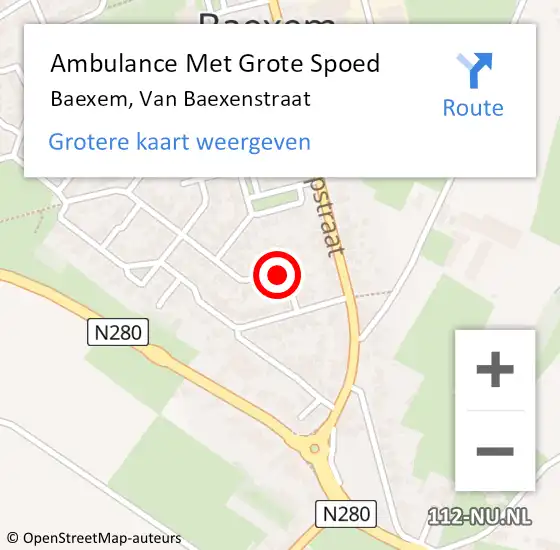 Locatie op kaart van de 112 melding: Ambulance Met Grote Spoed Naar Baexem, Van Baexenstraat op 27 oktober 2016 15:30