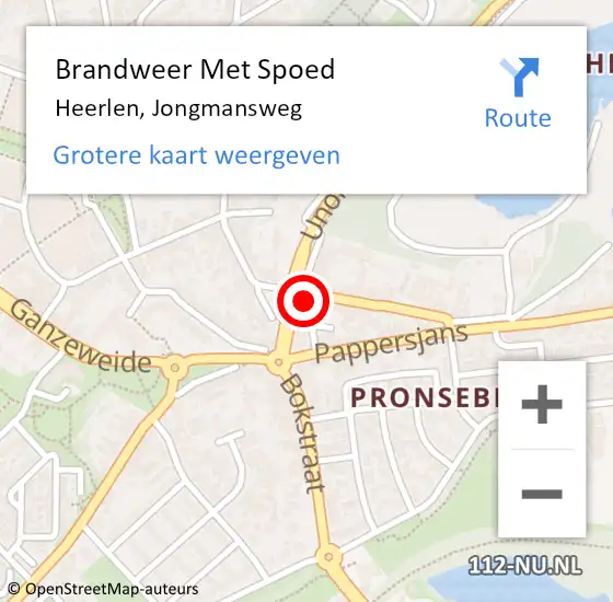 Locatie op kaart van de 112 melding: Brandweer Met Spoed Naar Heerlen, Jongmansweg op 27 oktober 2016 16:34