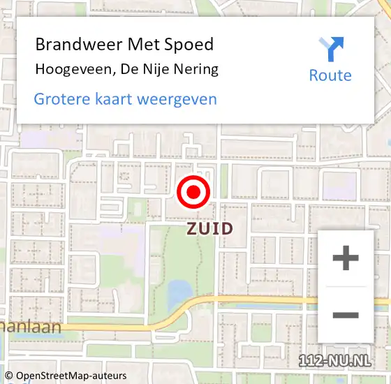 Locatie op kaart van de 112 melding: Brandweer Met Spoed Naar Hoogeveen, De Nije Nering op 27 oktober 2016 16:38