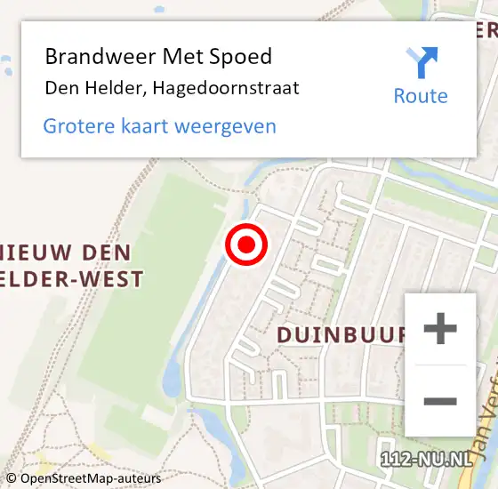 Locatie op kaart van de 112 melding: Brandweer Met Spoed Naar Den Helder, Hagedoornstraat op 27 oktober 2016 16:57