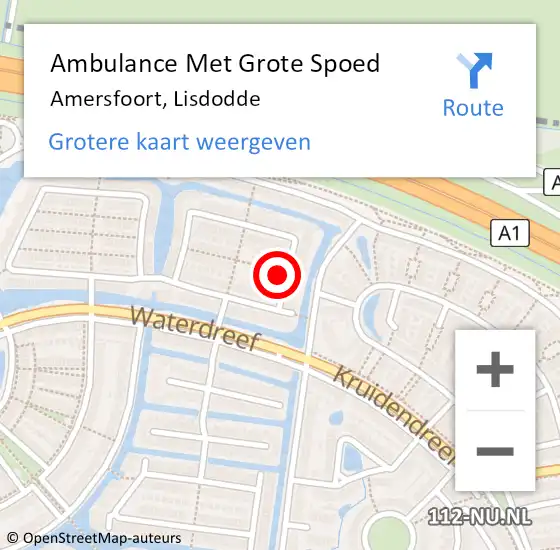 Locatie op kaart van de 112 melding: Ambulance Met Grote Spoed Naar Amersfoort, Lisdodde op 27 oktober 2016 18:26