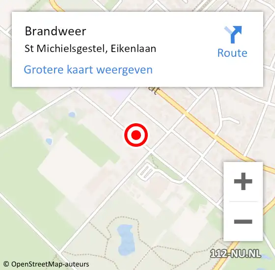 Locatie op kaart van de 112 melding: Brandweer St Michielsgestel, Eikenlaan op 31 december 2013 15:11