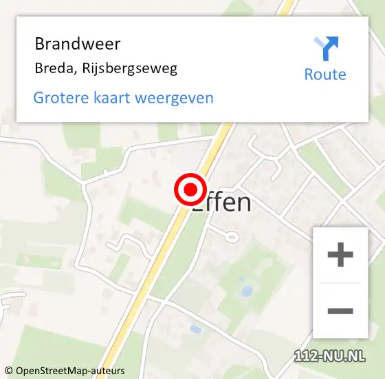Locatie op kaart van de 112 melding: Brandweer Breda, Rijsbergseweg op 27 oktober 2016 19:00