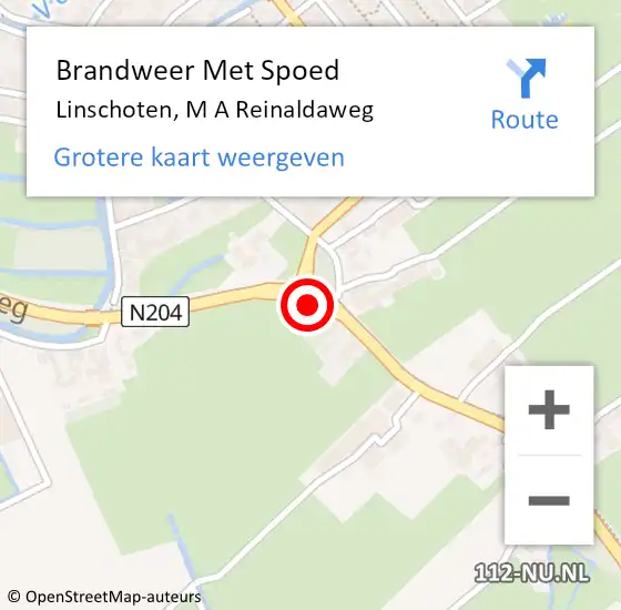 Locatie op kaart van de 112 melding: Brandweer Met Spoed Naar Linschoten, M A Reinaldaweg op 27 oktober 2016 19:22