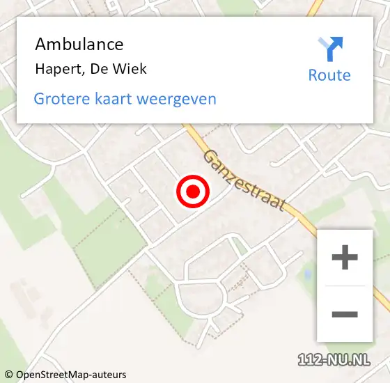 Locatie op kaart van de 112 melding: Ambulance Hapert, De Wiek op 27 oktober 2016 19:27