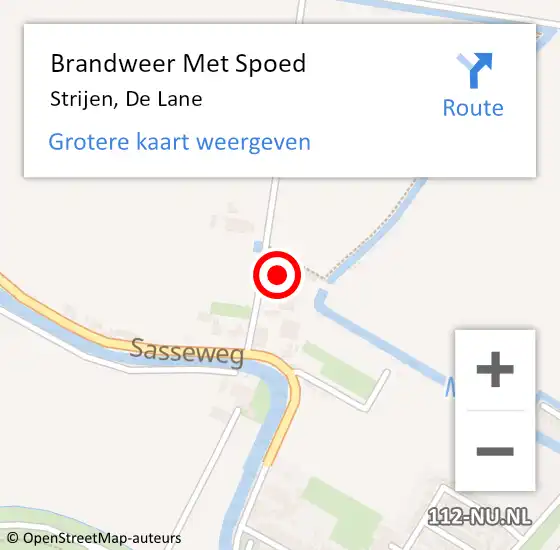 Locatie op kaart van de 112 melding: Brandweer Met Spoed Naar Strijen, De Lane op 27 oktober 2016 19:34