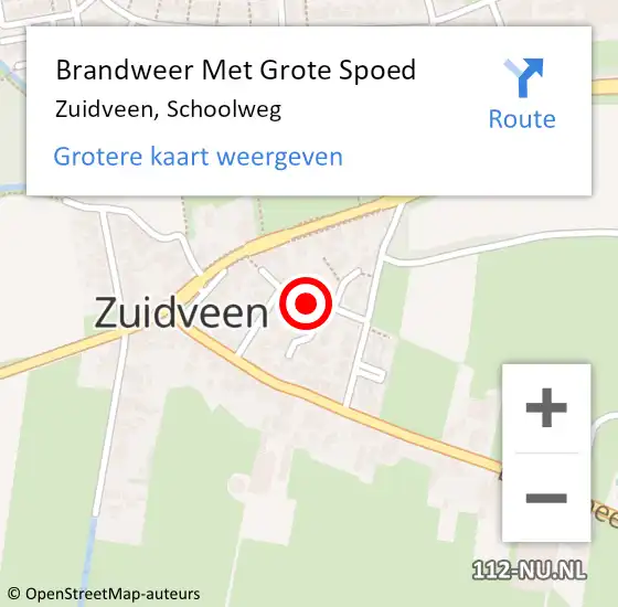 Locatie op kaart van de 112 melding: Brandweer Met Grote Spoed Naar Zuidveen, Schoolweg op 31 december 2013 15:13