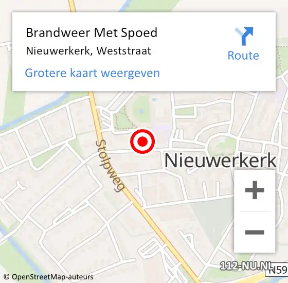 Locatie op kaart van de 112 melding: Brandweer Met Spoed Naar Nieuwerkerk, Weststraat op 31 december 2013 15:13