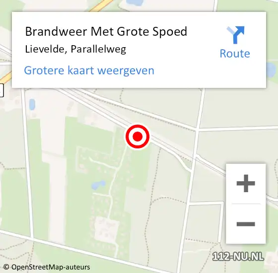 Locatie op kaart van de 112 melding: Brandweer Met Grote Spoed Naar Lievelde, Parallelweg op 27 oktober 2016 20:00