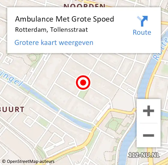 Locatie op kaart van de 112 melding: Ambulance Met Grote Spoed Naar Rotterdam, Erasmusstraat op 27 oktober 2016 20:24
