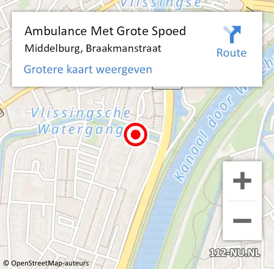 Locatie op kaart van de 112 melding: Ambulance Met Grote Spoed Naar Middelburg, Braakmanstraat op 27 oktober 2016 20:30
