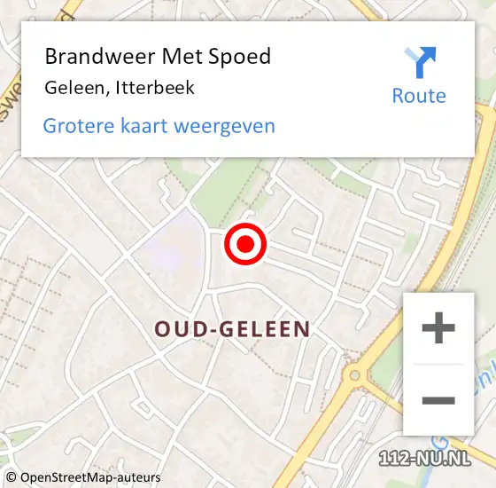 Locatie op kaart van de 112 melding: Brandweer Met Spoed Naar Geleen, Itterbeek op 27 oktober 2016 21:01