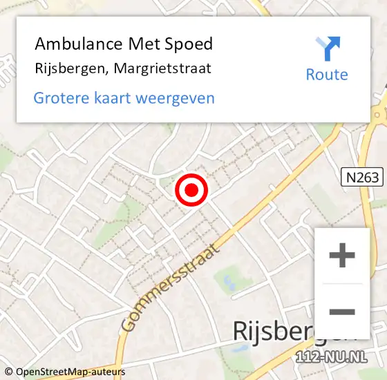 Locatie op kaart van de 112 melding: Ambulance Met Spoed Naar Rijsbergen, Margrietstraat op 27 oktober 2016 21:25