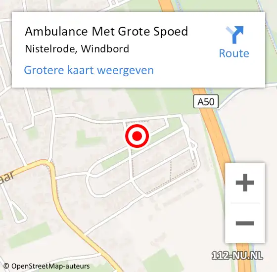 Locatie op kaart van de 112 melding: Ambulance Met Grote Spoed Naar Nistelrode, Windbord op 27 oktober 2016 22:17