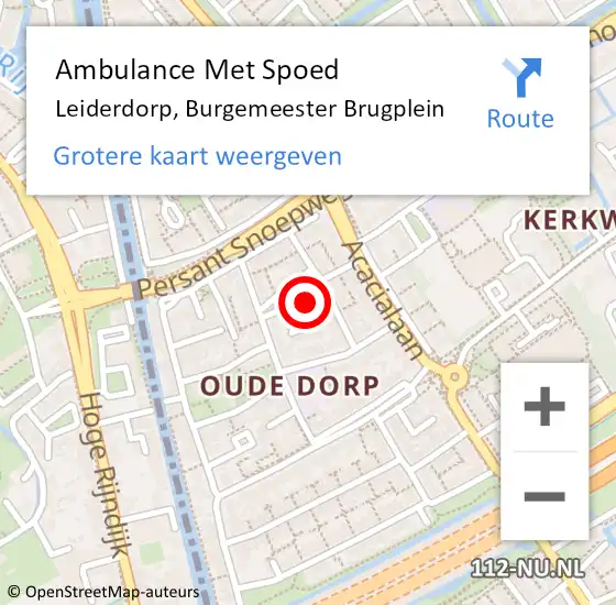 Locatie op kaart van de 112 melding: Ambulance Met Spoed Naar Leiderdorp, Burgemeester Brugplein op 27 oktober 2016 22:27