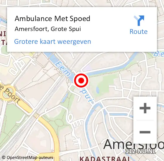 Locatie op kaart van de 112 melding: Ambulance Met Spoed Naar Amersfoort, Grote Spui op 27 oktober 2016 22:47