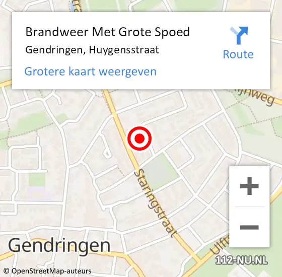 Locatie op kaart van de 112 melding: Brandweer Met Grote Spoed Naar Gendringen, Huygensstraat op 27 oktober 2016 22:58