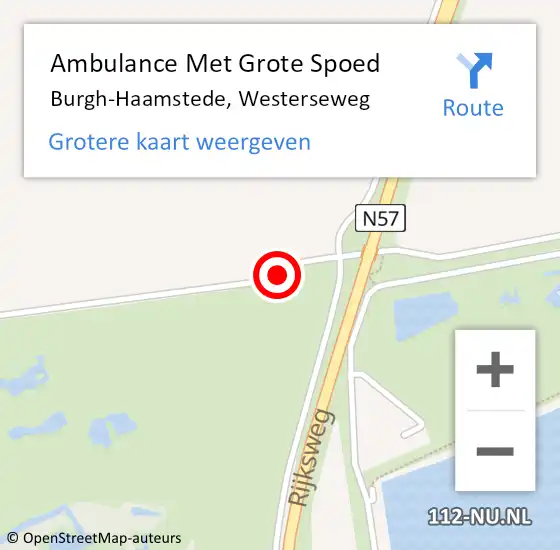 Locatie op kaart van de 112 melding: Ambulance Met Grote Spoed Naar Burgh-Haamstede, Westerseweg op 27 oktober 2016 23:07