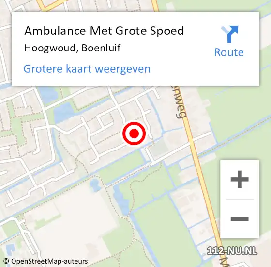 Locatie op kaart van de 112 melding: Ambulance Met Grote Spoed Naar Hoogwoud, Boenluif op 27 oktober 2016 23:52