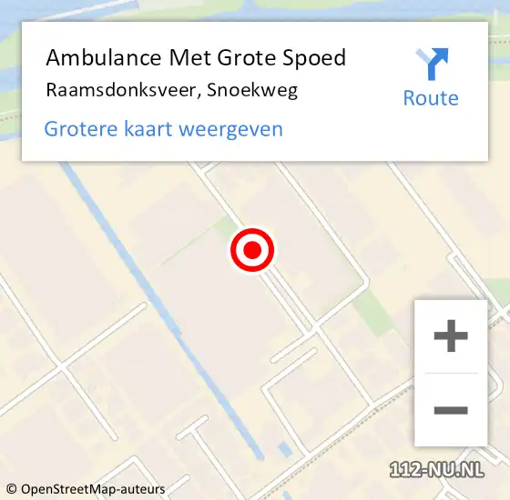 Locatie op kaart van de 112 melding: Ambulance Met Grote Spoed Naar Raamsdonksveer, Snoekweg op 28 oktober 2016 01:52