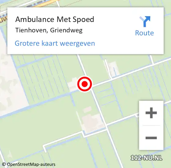 Locatie op kaart van de 112 melding: Ambulance Met Spoed Naar Tienhoven, Griendweg op 28 oktober 2016 01:53