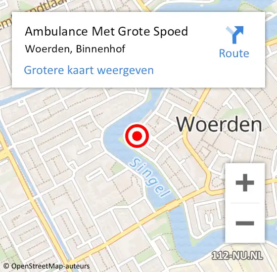 Locatie op kaart van de 112 melding: Ambulance Met Grote Spoed Naar Woerden, Binnenhof op 28 oktober 2016 03:01