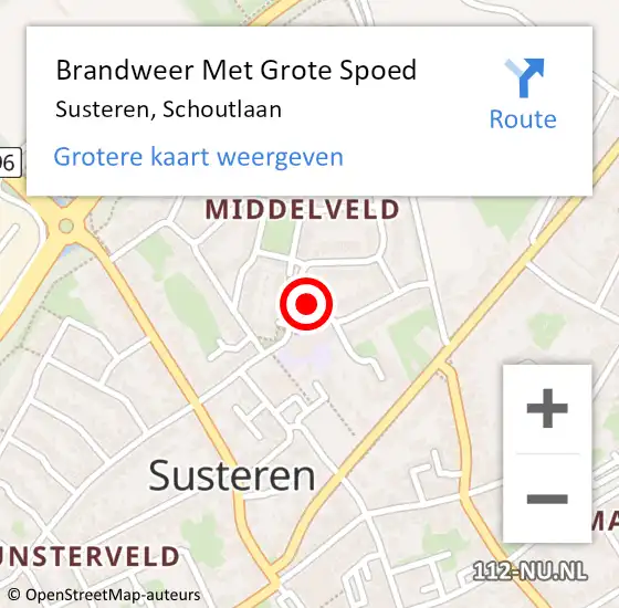 Locatie op kaart van de 112 melding: Brandweer Met Grote Spoed Naar Susteren, Schoutlaan op 28 oktober 2016 03:37