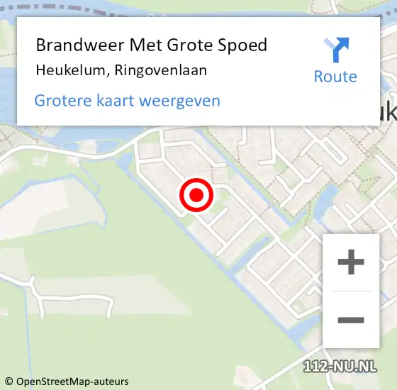 Locatie op kaart van de 112 melding: Brandweer Met Grote Spoed Naar Heukelum, Ringovenlaan op 31 december 2013 15:26