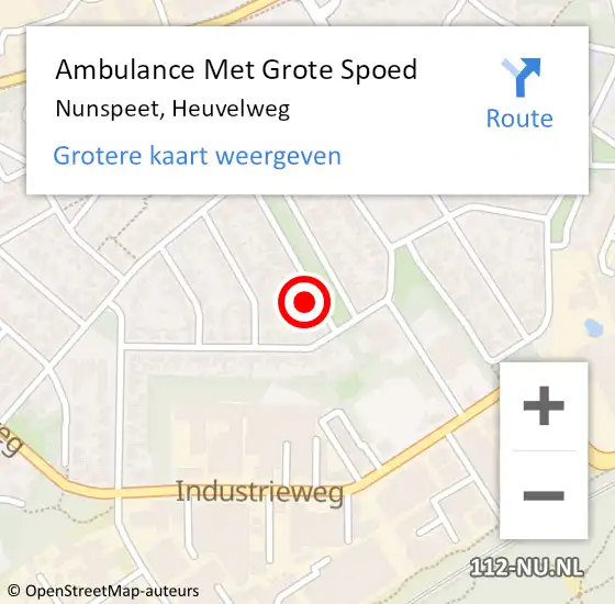 Locatie op kaart van de 112 melding: Ambulance Met Grote Spoed Naar Nunspeet, Heuvelweg op 28 oktober 2016 05:15