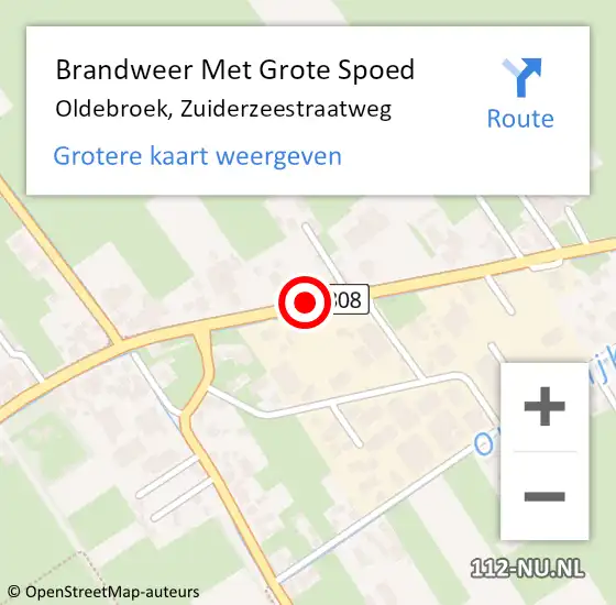 Locatie op kaart van de 112 melding: Brandweer Met Grote Spoed Naar Oldebroek, Zuiderzeestraatweg op 28 oktober 2016 07:27