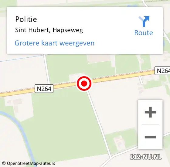 Locatie op kaart van de 112 melding: Politie Sint Hubert, Hapseweg op 28 oktober 2016 07:30