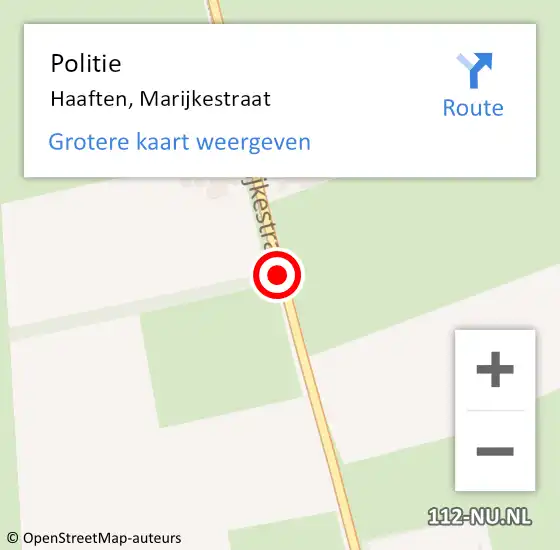 Locatie op kaart van de 112 melding: Politie Haaften, Marijkestraat op 28 oktober 2016 07:53