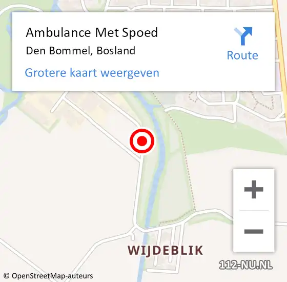 Locatie op kaart van de 112 melding: Ambulance Met Spoed Naar Den Bommel, Bosland op 28 oktober 2016 08:57