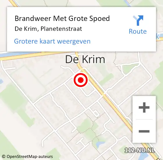 Locatie op kaart van de 112 melding: Brandweer Met Grote Spoed Naar De Krim, Planetenstraat op 31 december 2013 15:33