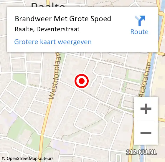 Locatie op kaart van de 112 melding: Brandweer Met Grote Spoed Naar Raalte, Deventerstraat op 31 december 2013 15:33