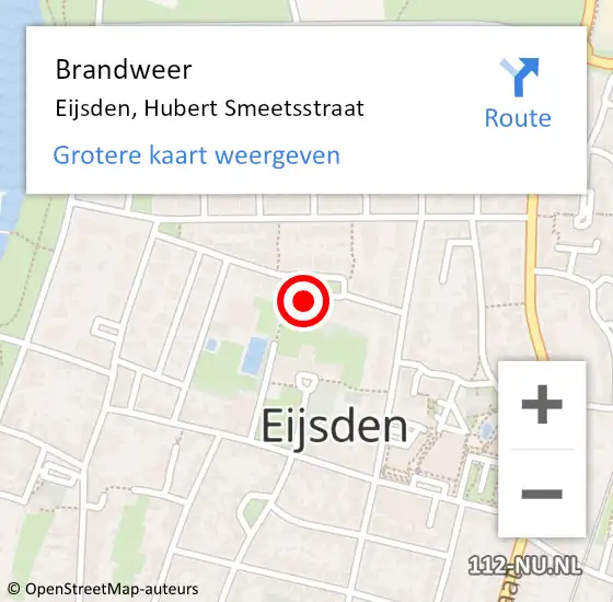 Locatie op kaart van de 112 melding: Brandweer Eijsden, Hubert Smeetsstraat op 31 december 2013 15:33