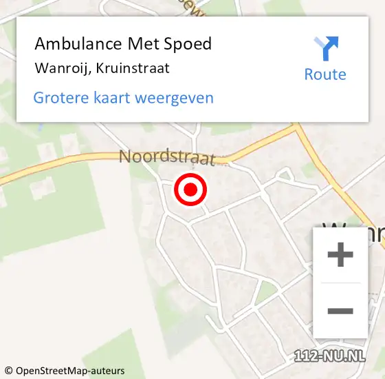 Locatie op kaart van de 112 melding: Ambulance Met Spoed Naar Wanroij, Kruinstraat op 28 oktober 2016 09:32