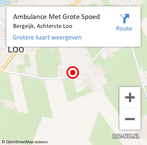 Locatie op kaart van de 112 melding: Ambulance Met Grote Spoed Naar Bergeijk, Achterste Loo op 28 oktober 2016 09:55